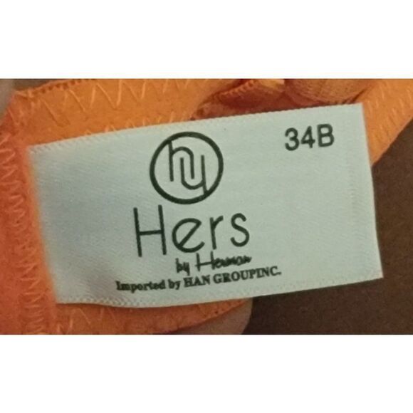 Hers By Herman Womens Orange Adjustable Strap Padded Push Up Bra Size 34B - Picture 2 of 8
